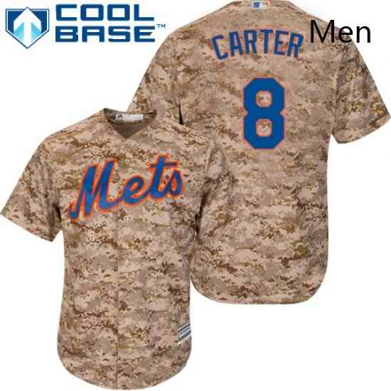 Mens Majestic New York Mets 8 Gary Carter Authentic Camo Alternate Cool Base MLB Jersey